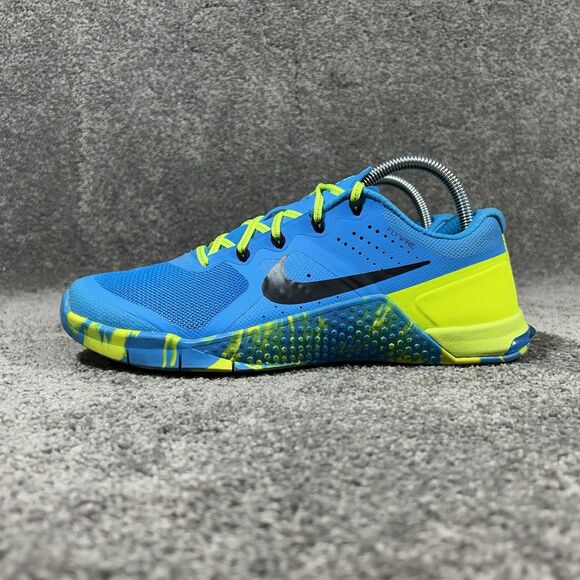 Nike Metcon 2 843972-400 Women’s Sz 9.5 AMP Blue Yellow Athletic Gym Shoes Used - Picture 7 of 13